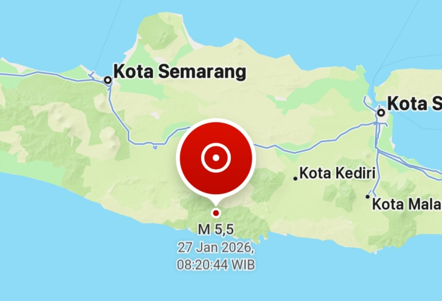 Gempa 5,5 SR Guncang Pacitan Pagi Ini